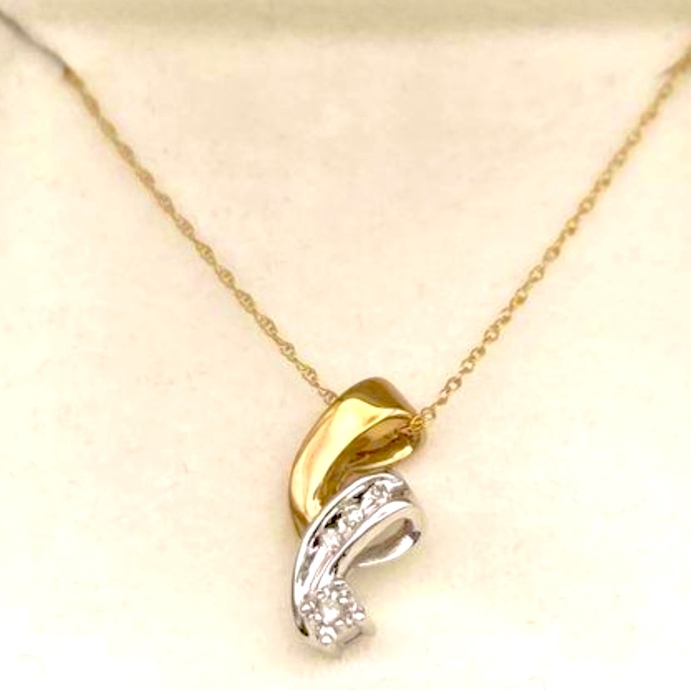10k gold and diamond ribbon necklace